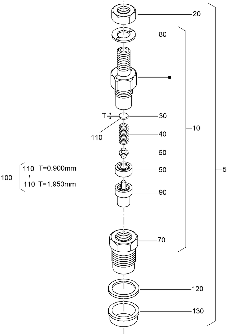 Nozzle Holder Assembly Diagram and Parts List for 72264TE 406427909-406429999 Toro Lawn Mower