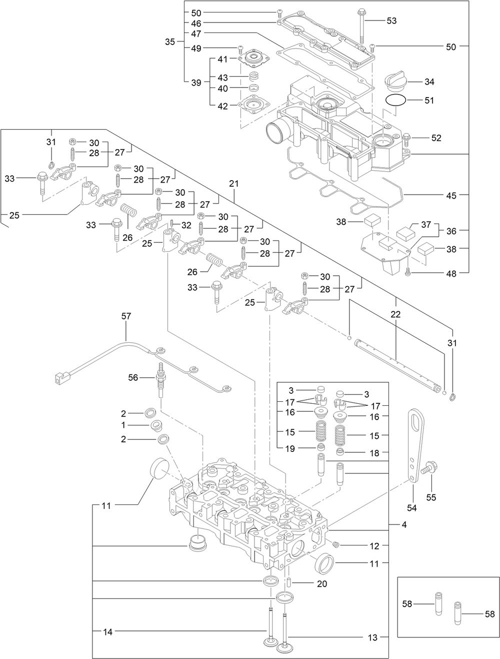 Cylinder Head And Cover Assembly Diagram and Parts List for 22352 412900000 - 999999999 Toro Lawn Tractor Accessories