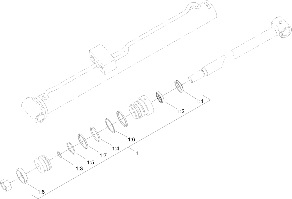 Right Hand Hydraulic Lift Cylinder  Assembly No. 104-6269 Diagram and Parts List for 22322 402000000 - 404719999 Toro Lawn Tractor Accessories