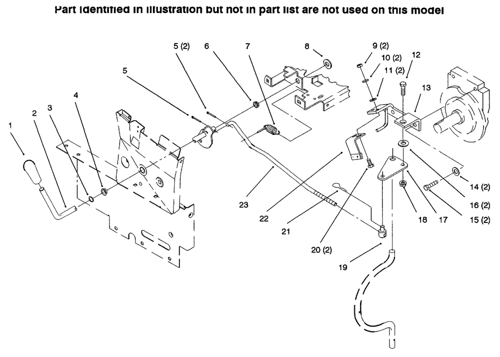 Pto Clutch Linkage Diagram and Parts List for 73423 6900001 - 6999999 Toro Lawn Tractor