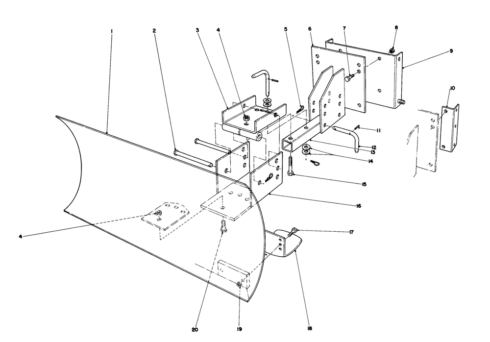 Grader Blade Assembly (Model No. 59099) Diagram and Parts List for 38090 3000001 - 3999999 Toro Snow Blower