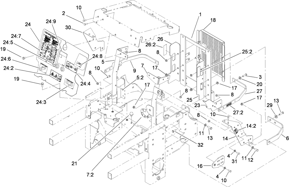 Engine Housing Assembly Diagram and Parts List for 74264TE (280000001-280999999)(2008) Toro Lawn Mower
