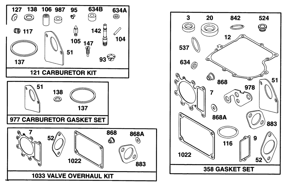 Engine Briggs & Stratton Model 28n777-0174-01 Diagram and Parts List for 71193 6900001 - 6999999 Toro Lawn Tractor