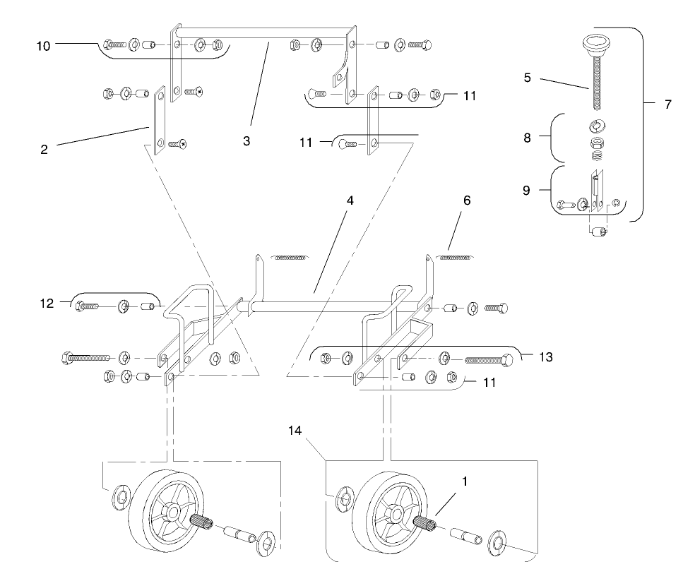 Rear Wheel Assembly Diagram and Parts List for 62063 790001 - 799999 Toro Aerator