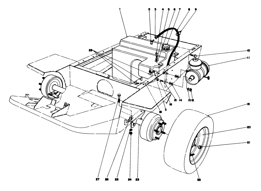 Gas Tank And Air Cleaner Assembly Diagram and Parts List for 30760 00000001 - 09999999 Toro Lawn Tractor