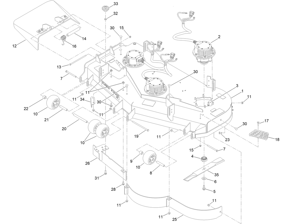 Deck Assembly Diagram and Parts List for 18752 400000000 - 414889586 Toro Lawn Tractor