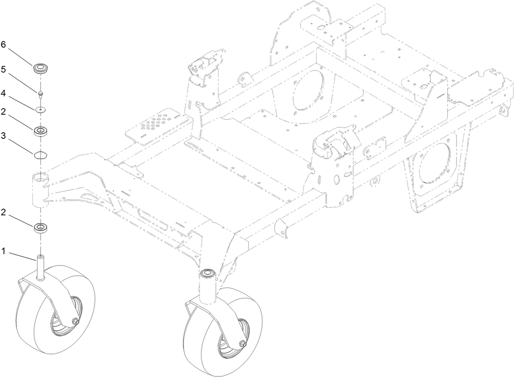 Caster Wheel Assembly Diagram and Parts List for 74054 400000000-408899999 Toro Lawn Tractor