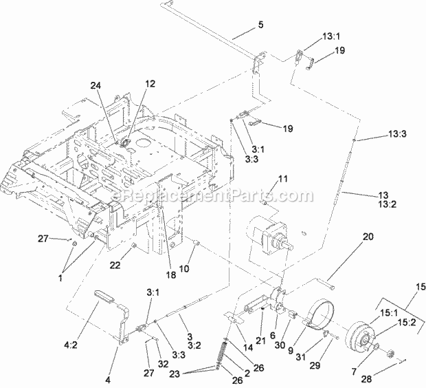 Brake And Wheel Hub Assembly Diagram and Parts List for 74283 280000001-280999999 Toro Lawn Mower