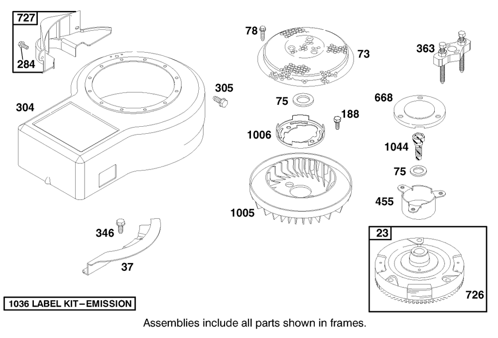 Engine Briggs & Stratton Model 28n777-1174-E1 Diagram and Parts List for 71219 8900001 - 8999999 Toro Lawn Tractor