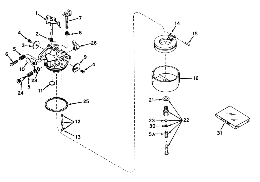 Carburetor No. 631449 Diagram and Parts List for 56044 0000001 - 0999999 Toro Lawn Tractor