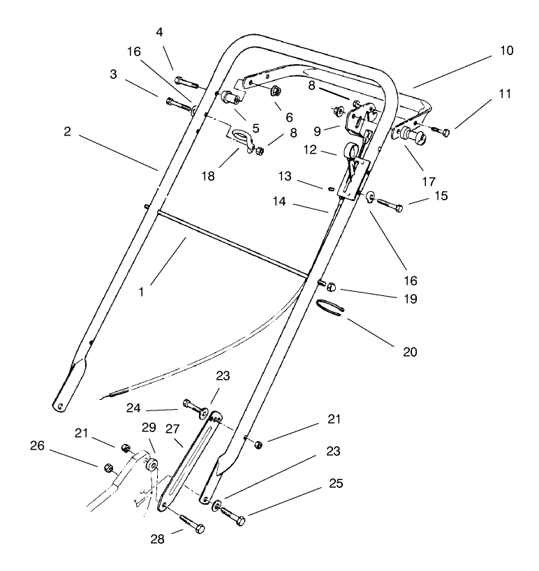 Handle Assembly Diagram and Parts List for 22031 6900001 - 6999999 Toro Lawn Mower