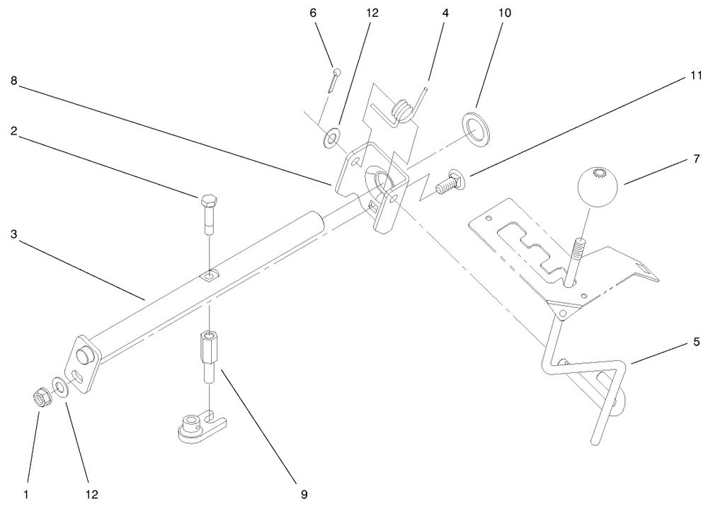 Hi-Lo Shift Assembly Diagram and Parts List for 73542 9900001 - 9999999 Toro Lawn Tractor