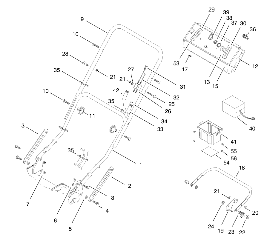 Handle Assembly Diagram and Parts List for 20480 7900001 - 7999999 Toro Lawn Mower