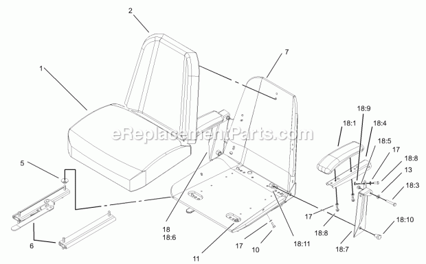 Seat Assembly No. 1-633705 Diagram and Parts List for 74177 230000001-230007000 Toro Lawn Mower