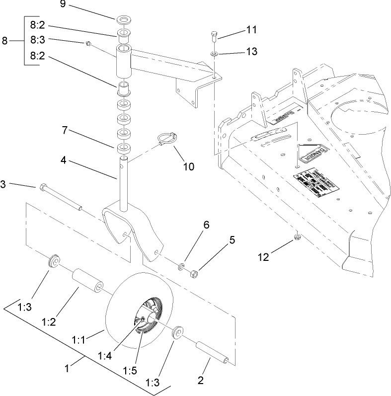Caster Assembly Diagram and Parts List for 39984 (280000001-280999999)(2008) Toro Lawn Mower