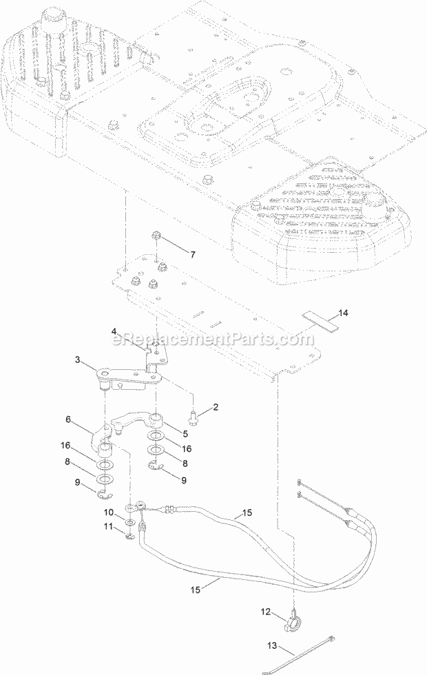 Steering Cable Assembly Diagram and Parts List for 74797 315000001-315999999 Toro Lawn Mower