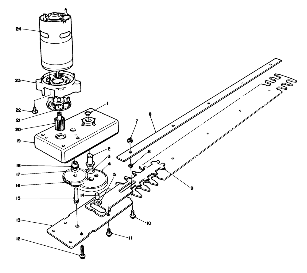Gear Box And Blade Assembly Diagram and Parts List for 51730 0000001 - 0999999 Toro Trimmer