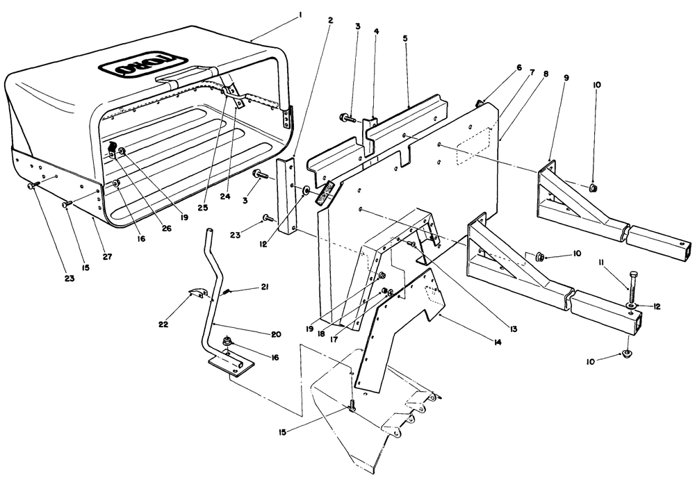 36" Side Discharge Bagging Kit No. 30125 (Optional) Diagram and Parts List for 30116 6000001 - 6999999 Toro Lawn Tractor Accessories