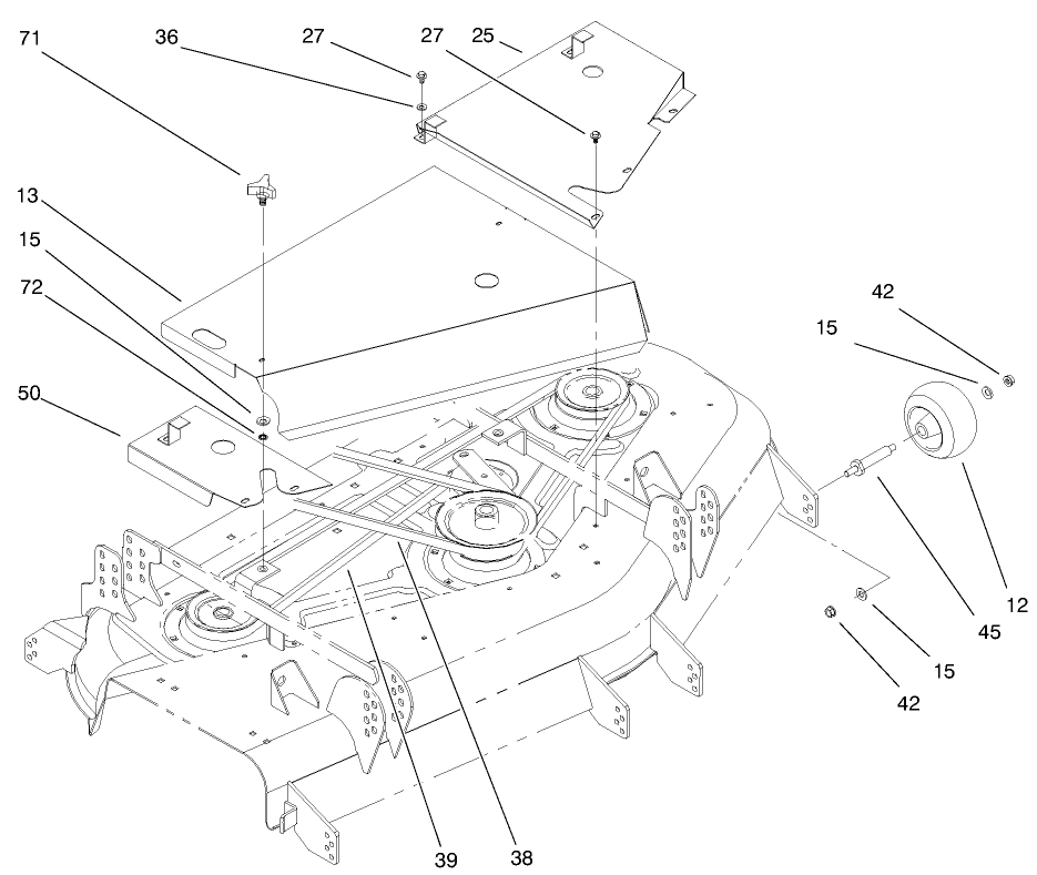 Covers And Gage Wheel Assembly Diagram and Parts List for 30151 990001 - 999999 Toro Lawn Mower