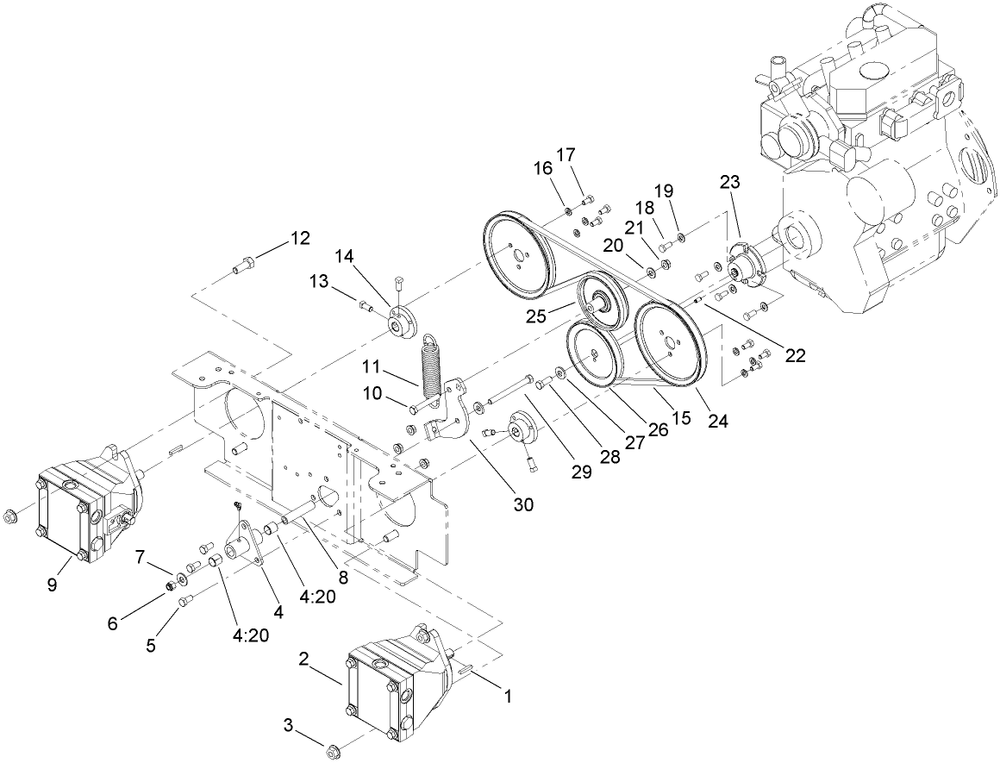 Wheel Pump Drive Assembly Diagram and Parts List for 74269CP (270000001-270999999)(2007) Toro Lawn Mower