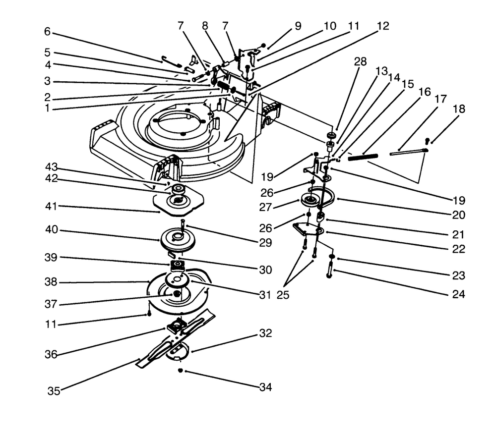 Blade Brake Clutch Assembly Diagram and Parts List for 26631BC 5900001 - 5999999 Toro Lawn Mower
