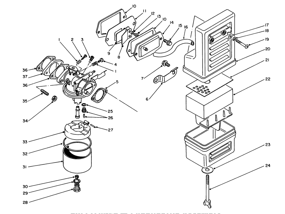 Air Cleaner-Carburetor Assembly Diagram and Parts List for 62012 7000001 - 7999999 Toro Generator