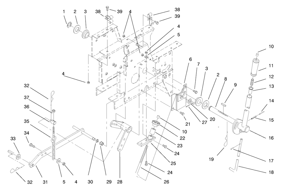 Manual Lift System Diagram and Parts List for 73441 7900001 - 7999999 Toro Lawn Tractor
