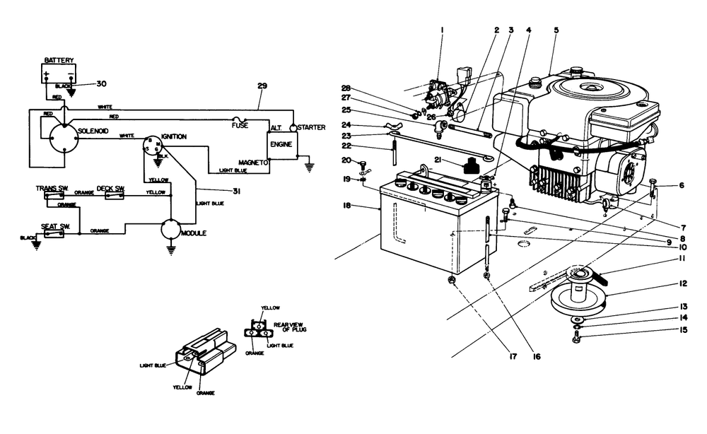 Engine Assembly Diagram and Parts List for 56145 5000001 - 5999999 Toro Lawn Tractor