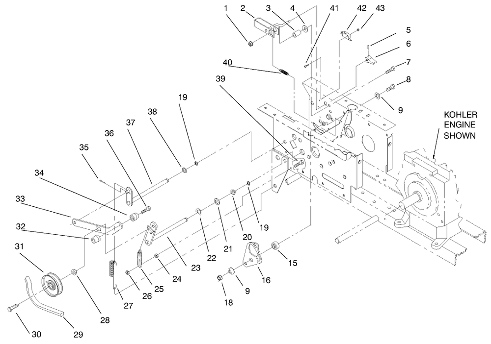 Hydro Drive & Parking Brake Diagram and Parts List for 73423 7900001 - 7999999 Toro Lawn Tractor