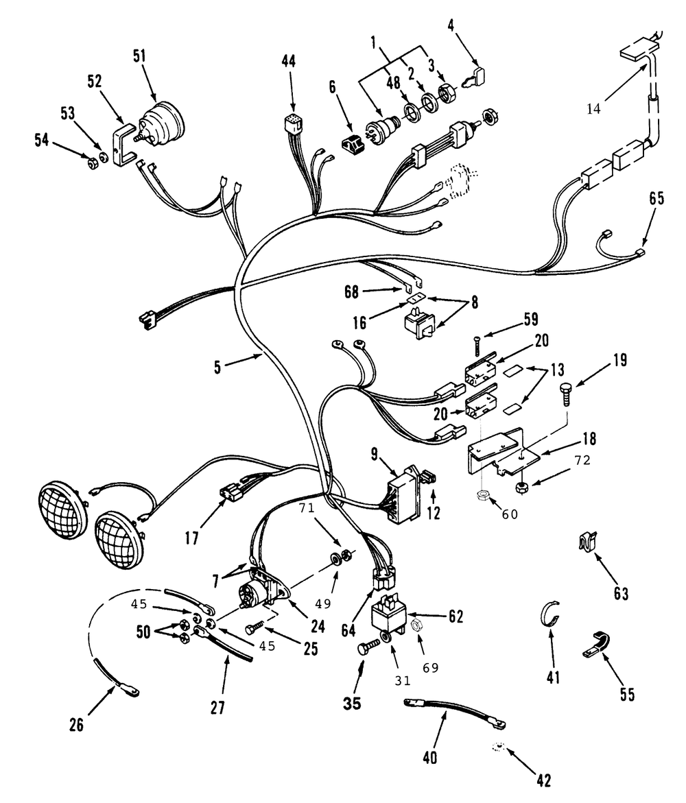 Electrical System Diagram and Parts List for 73362 6900001 - 6999999 Toro Lawn Tractor