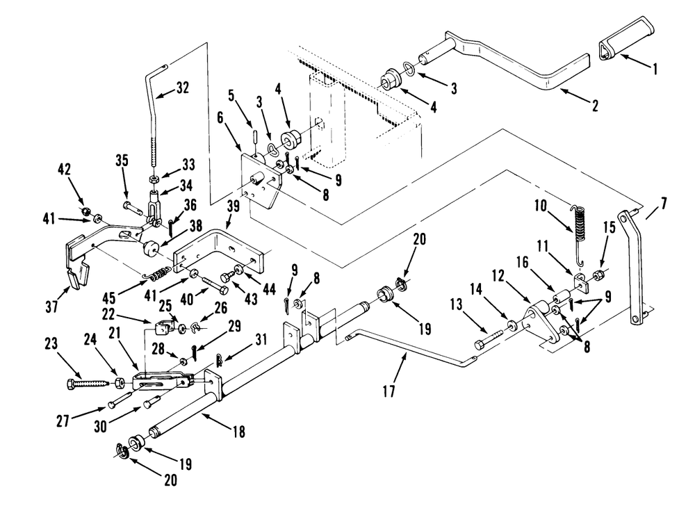 Parking Brake Diagram and Parts List for Y1-16OE03 1000001 - 1999999 Toro Lawn Tractor