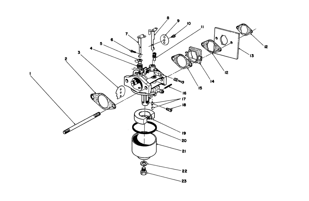 Carburetor Assembly Diagram and Parts List for 16202C 5000001 - 5999999 Toro Lawn Mower