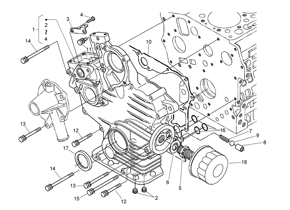 Gear Case And Oil Filter Cartridge Assembly Diagram and Parts List for 74265TE (270000001-270999999)(2007) Toro Lawn Mower