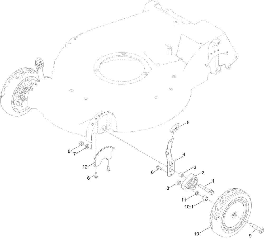 Front Wheel And Height-Of-Cut Assembly Diagram and Parts List for 21691 409000000 - 999999999 Toro Lawn Mower