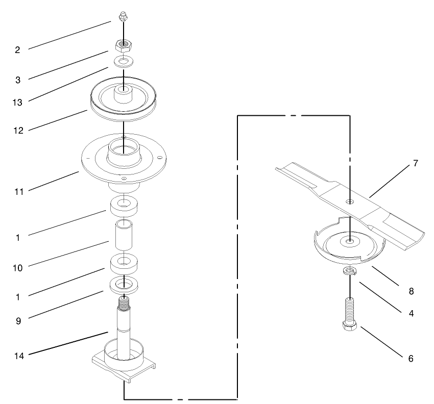 Spindle Housing Assembly 2 Diagram and Parts List for 30299TE (230000001-230999999)(2003) Toro Lawn Mower