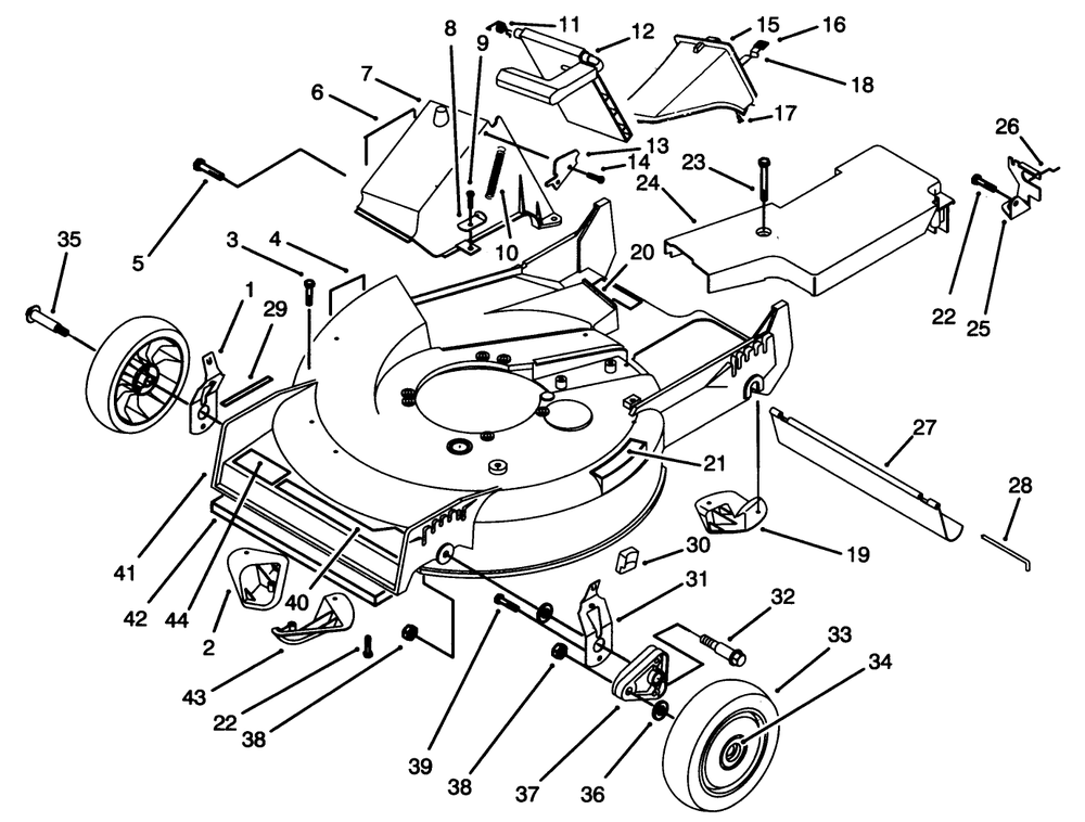 Housing Assembly Diagram and Parts List for 20761B 39000001 - 39999999 Toro Lawn Mower
