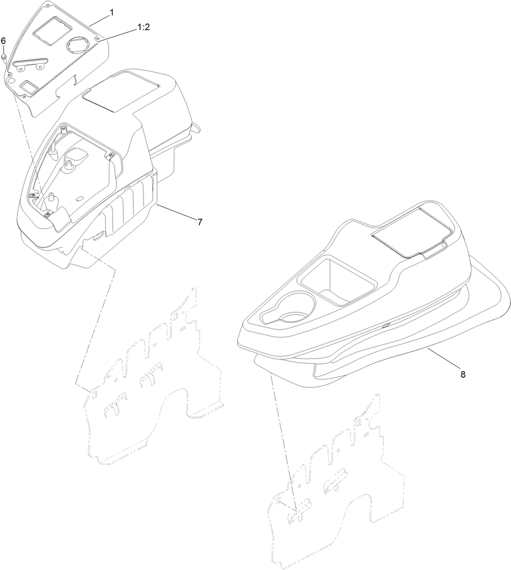 Console And Control Panel Assembly Diagram and Parts List for 72928 400000000 - 412799999 Toro Lawn Tractor