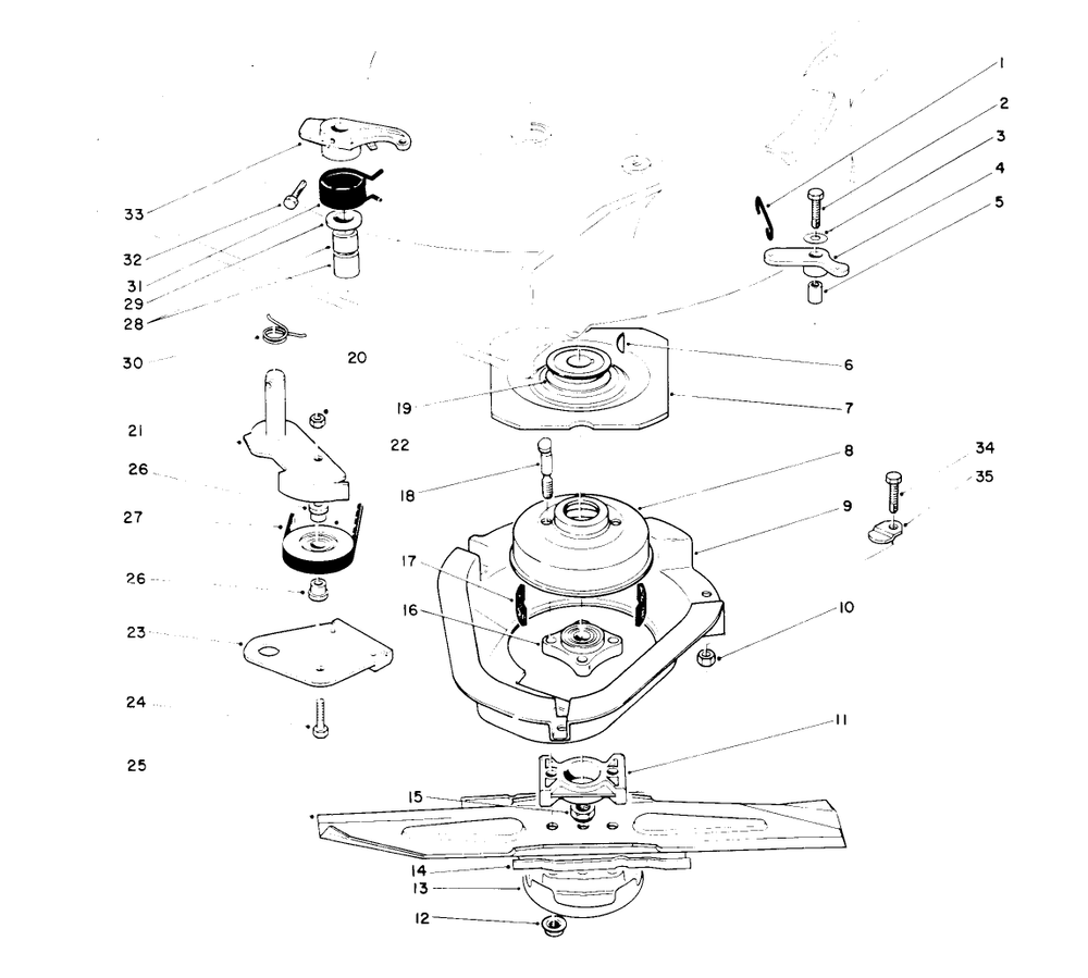 Blade Brake Clutch Assembly Diagram and Parts List for 22151 5900001 - 5999999 Toro Lawn Mower