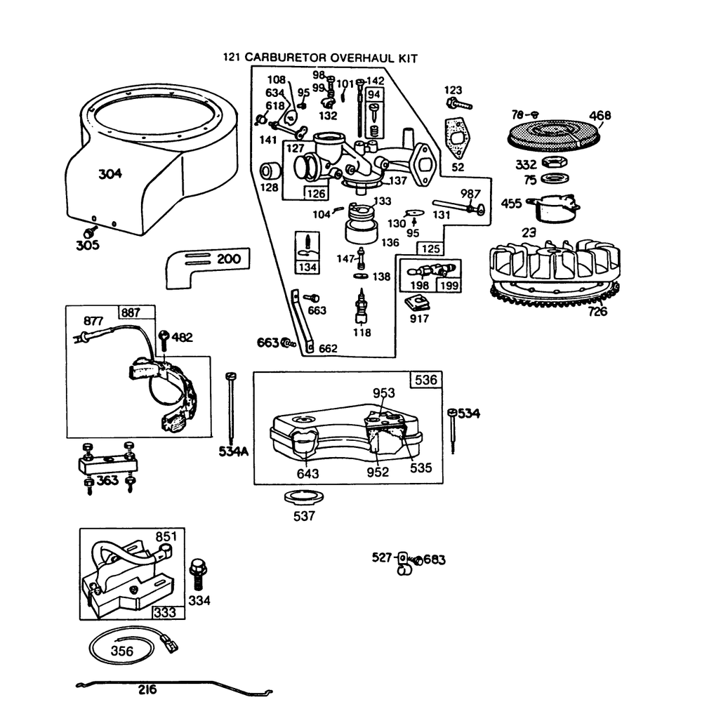 Engine Briggs & Stratton Model No. 191707-2161-01 (Continued) 8 H.P. Rear Engine Rider Recoil Model 56145 Diagram and Parts List for 56145 8000001 - 8999999 Toro Lawn Tractor