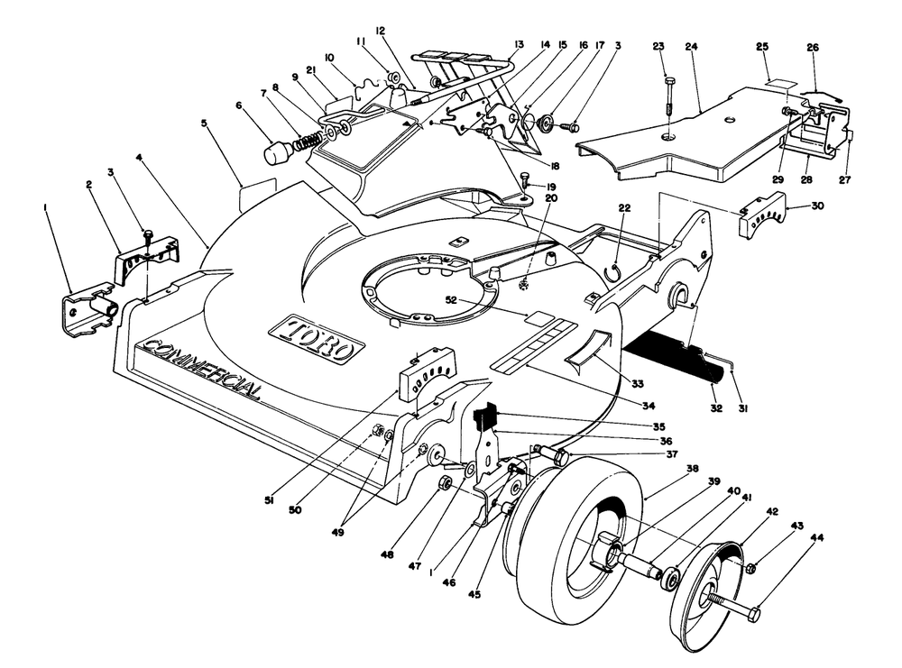 Housing Assembly Diagram and Parts List for 22036 1000001 - 1999999 Toro Lawn Mower