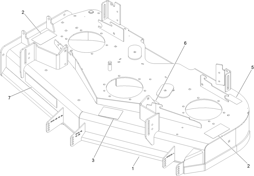 Deck Decal Assembly Diagram and Parts List for 74048TE 410170000-411435567 Toro Lawn Tractor
