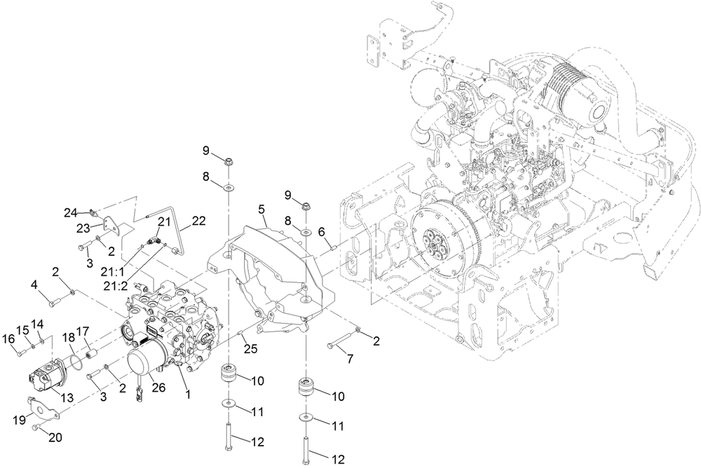 Transmission Assembly 2 Diagram and Parts List for 72028 407110000-408863636 Toro Lawn Tractor