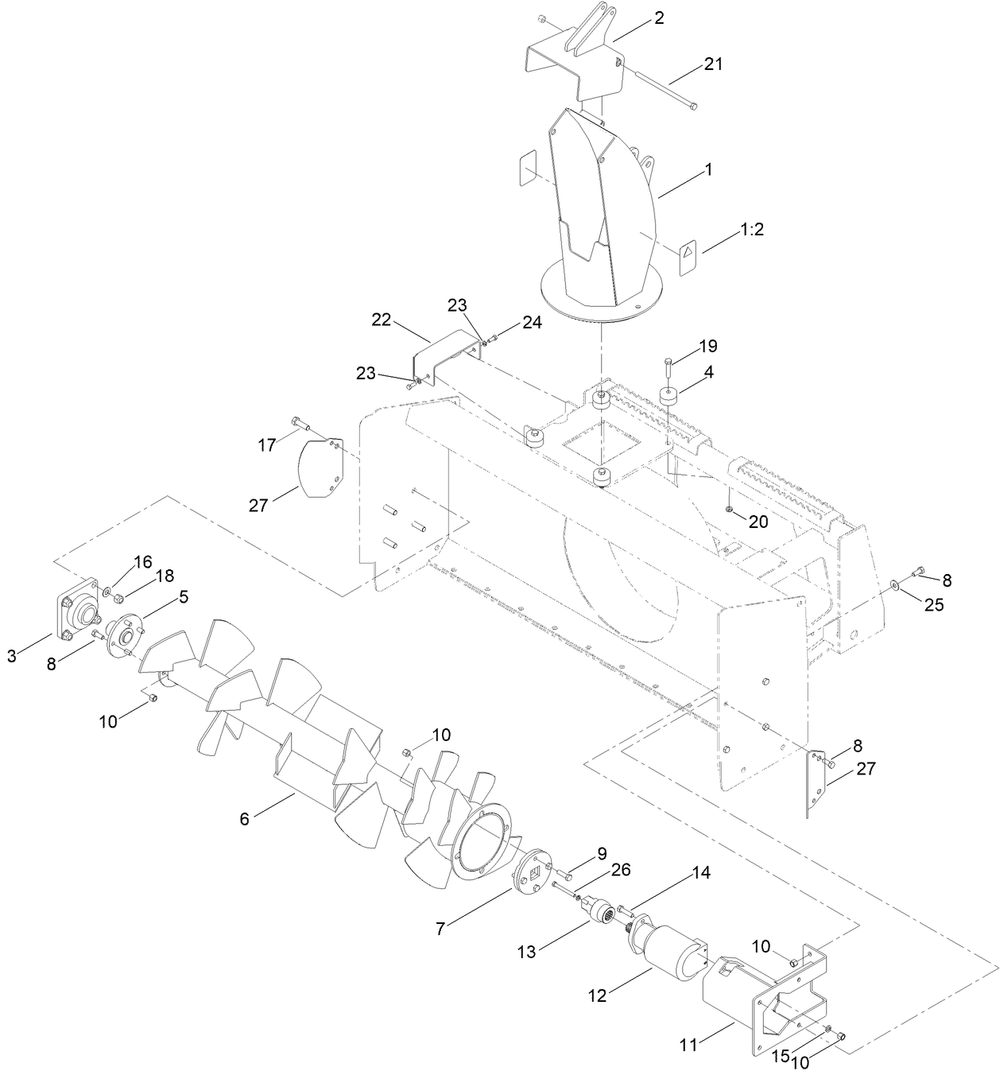 Auger Assembly Diagram and Parts List for 22583 320000001 - 320999999 Toro Snow Blower