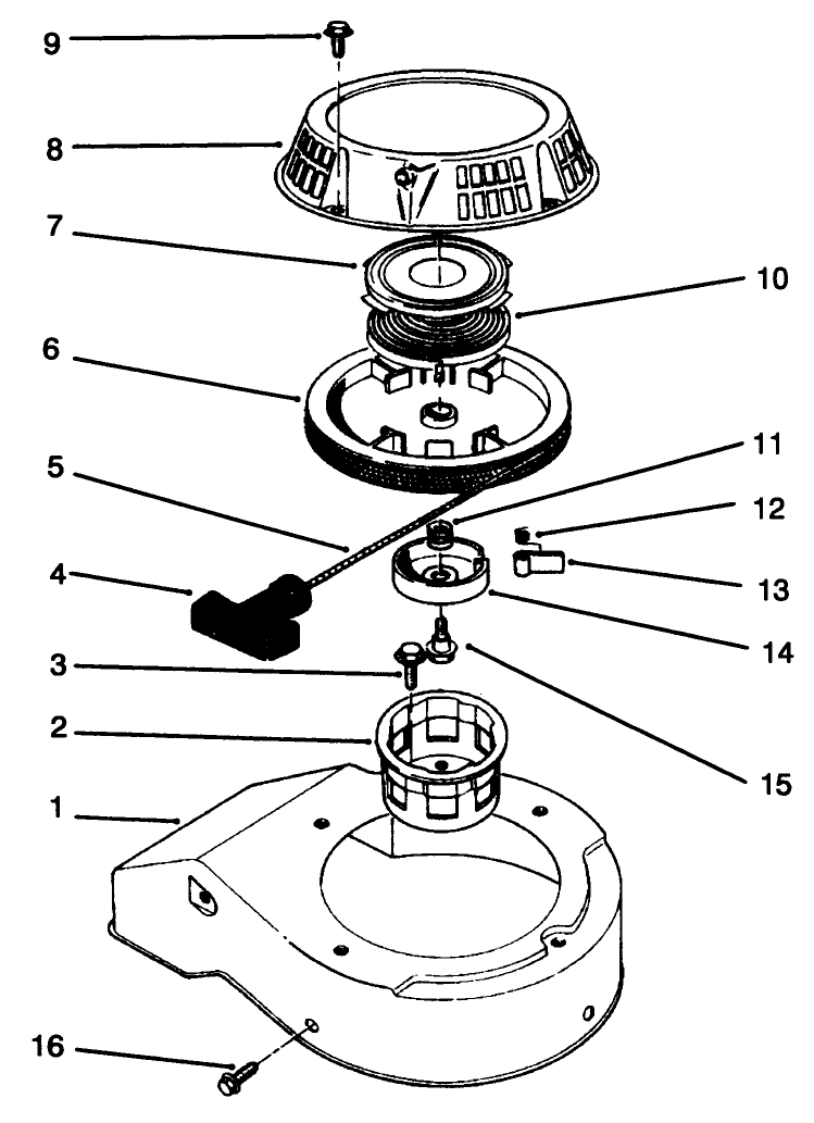 Recoil Assembly (Model No. 47pr4-3) Diagram and Parts List for 22031 5900001 - 5999999 Toro Lawn Mower