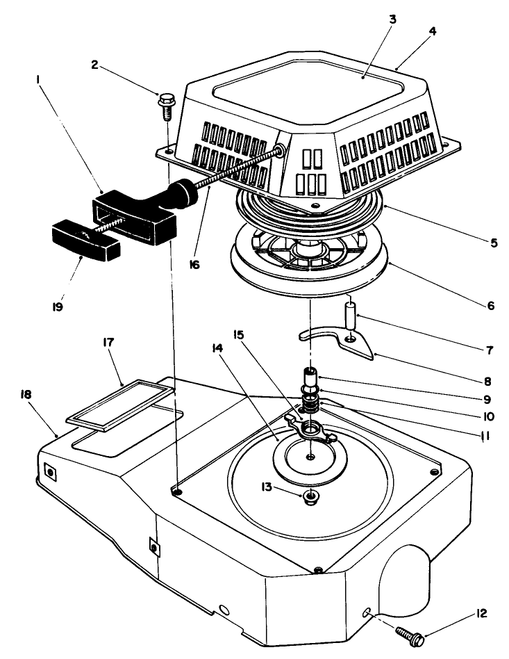Recoil Assembly Model No. Vmh7 Diagram and Parts List for 22510 8000001 - 8999999 Toro Lawn Mower