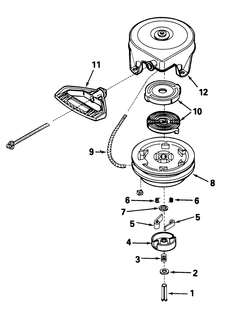 Rewind Starter No. 590630 Diagram and Parts List for 38085C 7000001 - 7999999 Toro Snow Blower