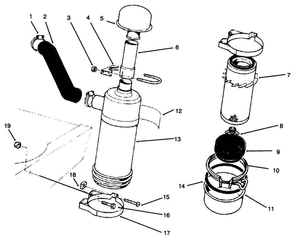 Air Cleaner Diagram and Parts List for 30620 690001 - 699999 Toro Lawn Tractor