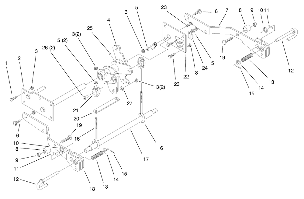 Lower Hydro Lift Assembly Diagram and Parts List for 73561 9900001 - 9999999 Toro Lawn Tractor