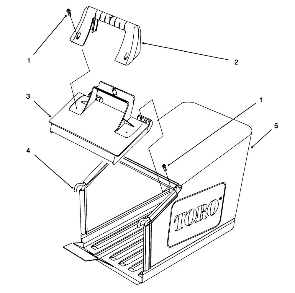 Grass Bag Assembly Diagram and Parts List for 20821B 6900001 - 6999999 Toro Lawn Mower