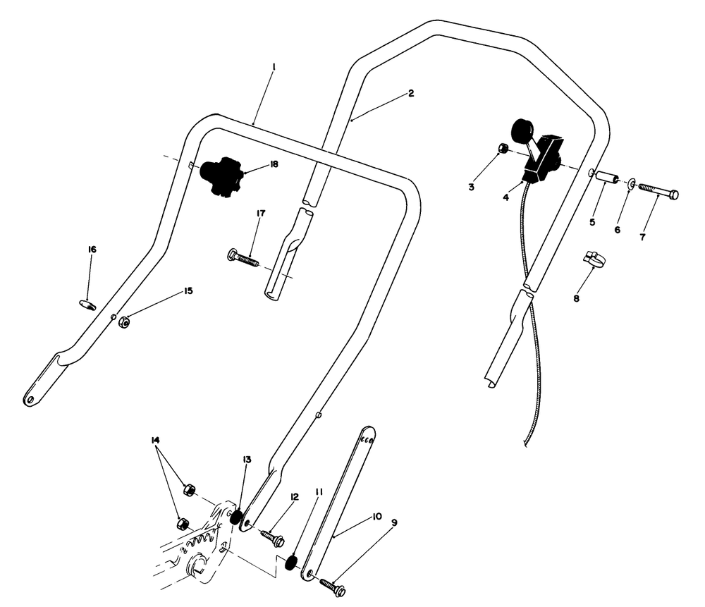 Handle Assembly Diagram and Parts List for 20782C 6000001 - 6999999 Toro Lawn Mower